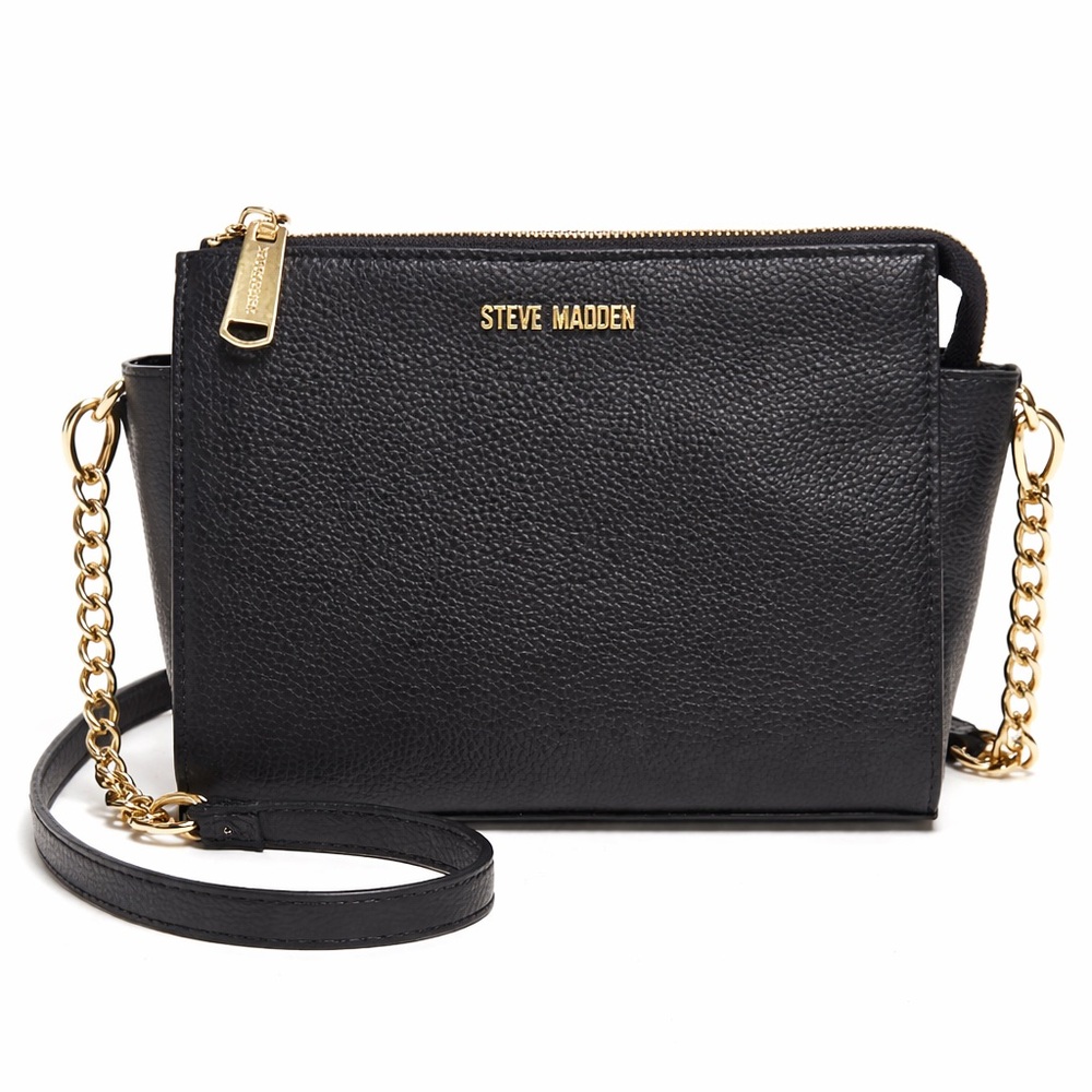 Steve Madden Black Crossbody‎ Purse Gold Chain Strap